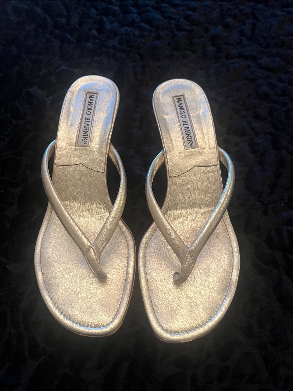 Manolo Blahnik Metallic gold sandals